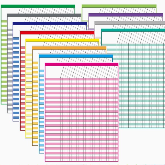 Youngever Other - NWT YOUNGEVER 12 PACK MULTI COLOR LAMINATED DRY ERASE INCENTIVE CHART 17x22